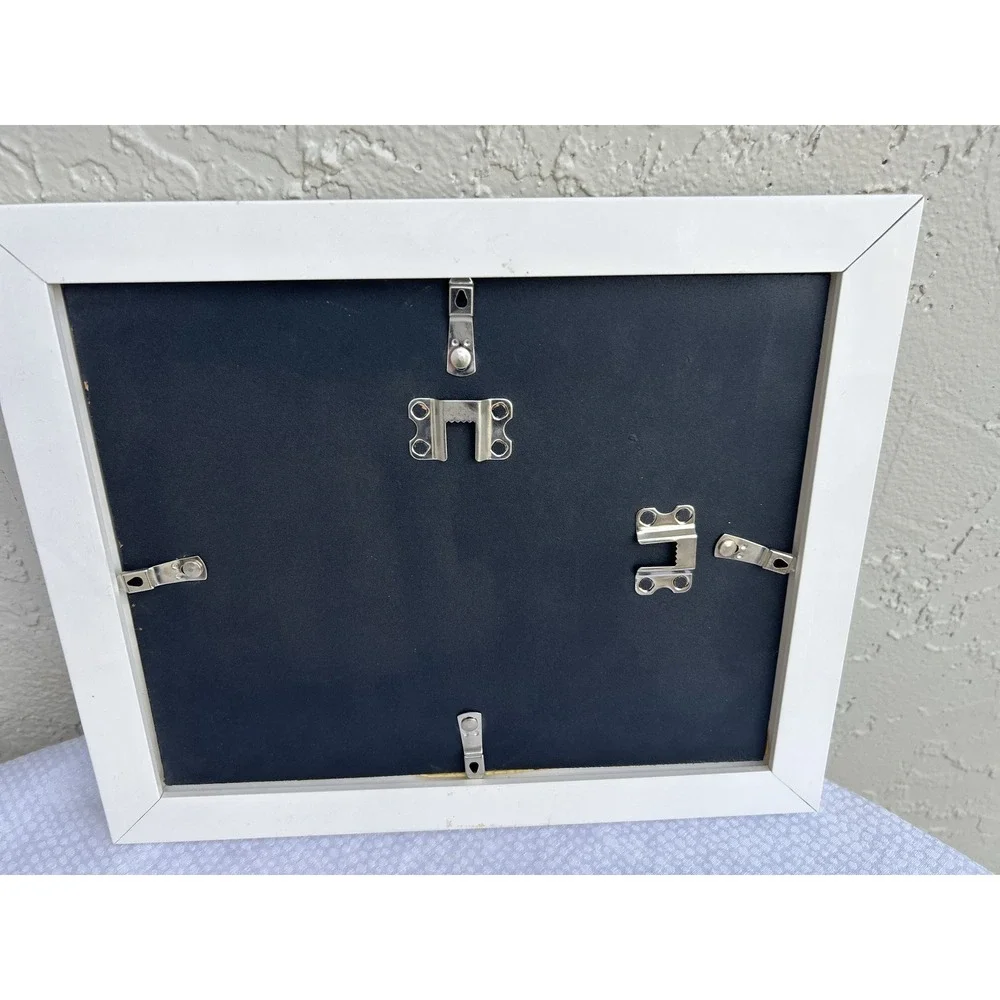 Vintage Seashell Needlepoint Framed Wall Art Coastal Beach House Decor 8x10